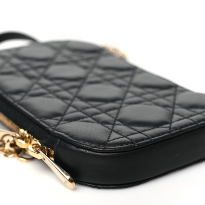 Christian Dior Lambskin Cannage Lady Dior Phone Holder Black 9 of 10