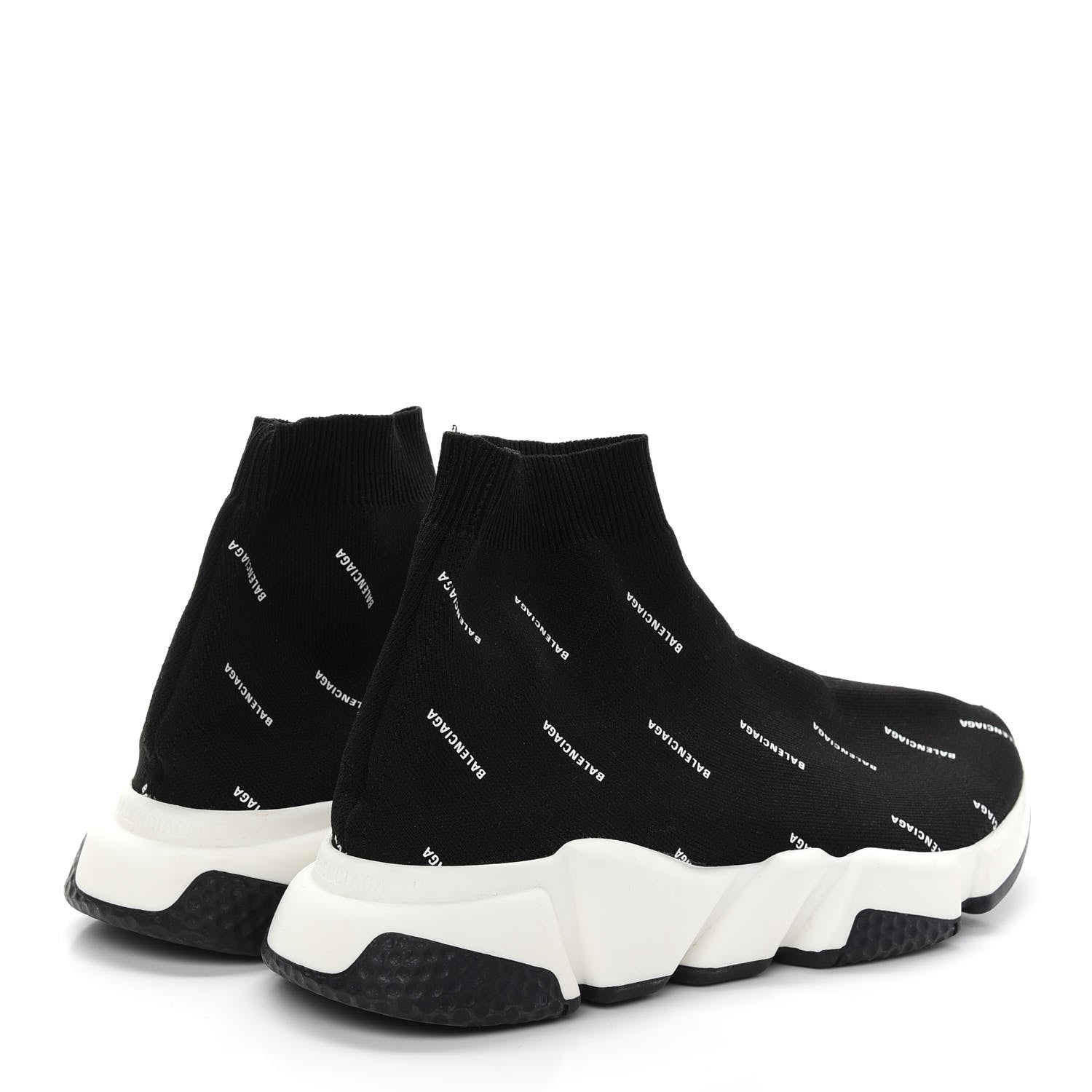 Balenciaga Neoprene Knit Allover Logo Womens Speed Sneakers 39 Black White 4 of 7