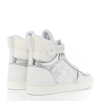 Louis Vuitton Metallic Calfskin Embossed Monogram Boombox Sneakers 36.5 White Silver 4 of 9