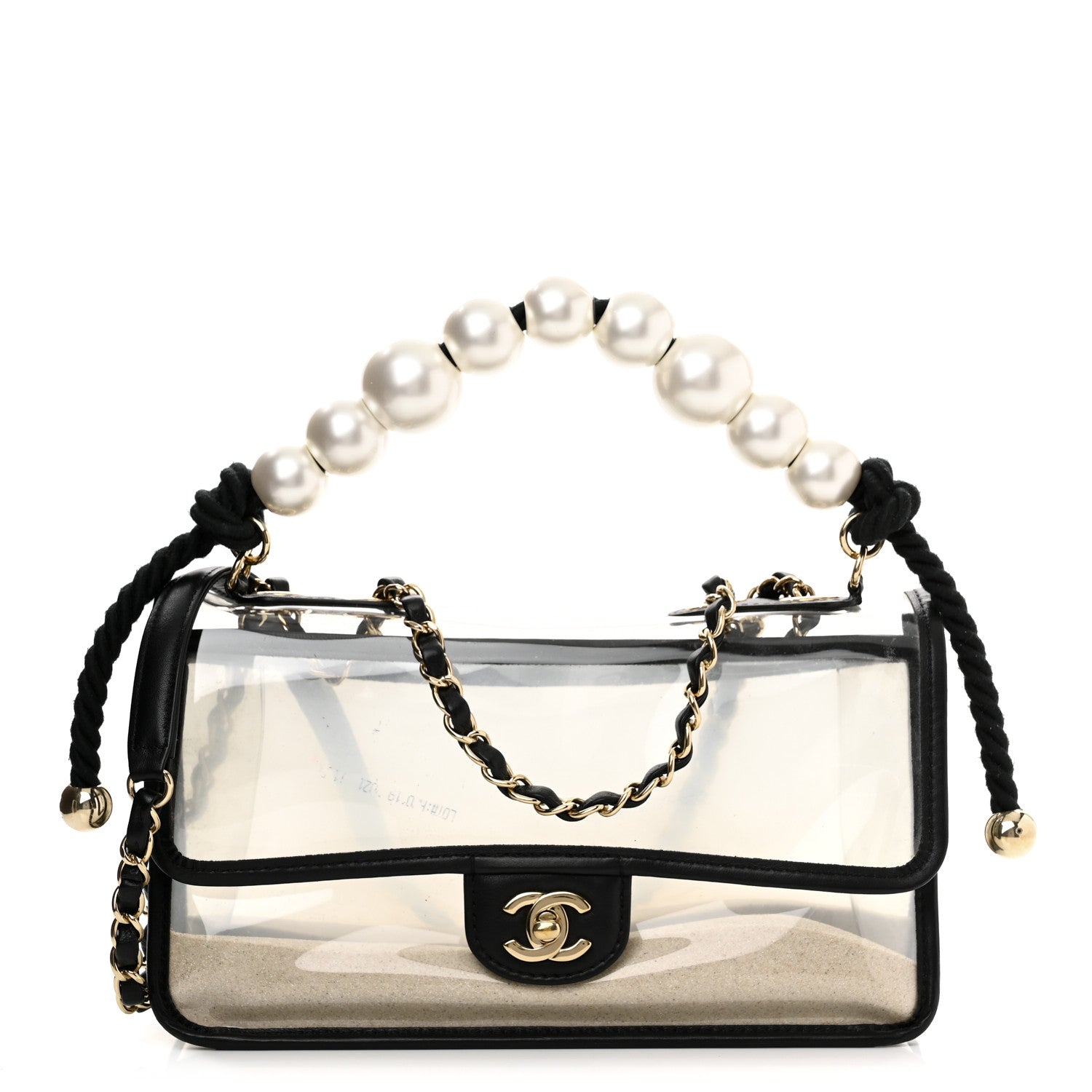 Chanel Lambskin PVC Sand By The Sea Flap With Pearl Strap Black 1 of 11