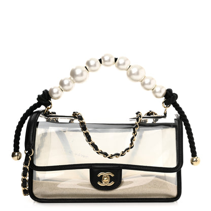 Chanel Lambskin PVC Sand By The Sea Flap With Pearl Strap Black 1 of 11
