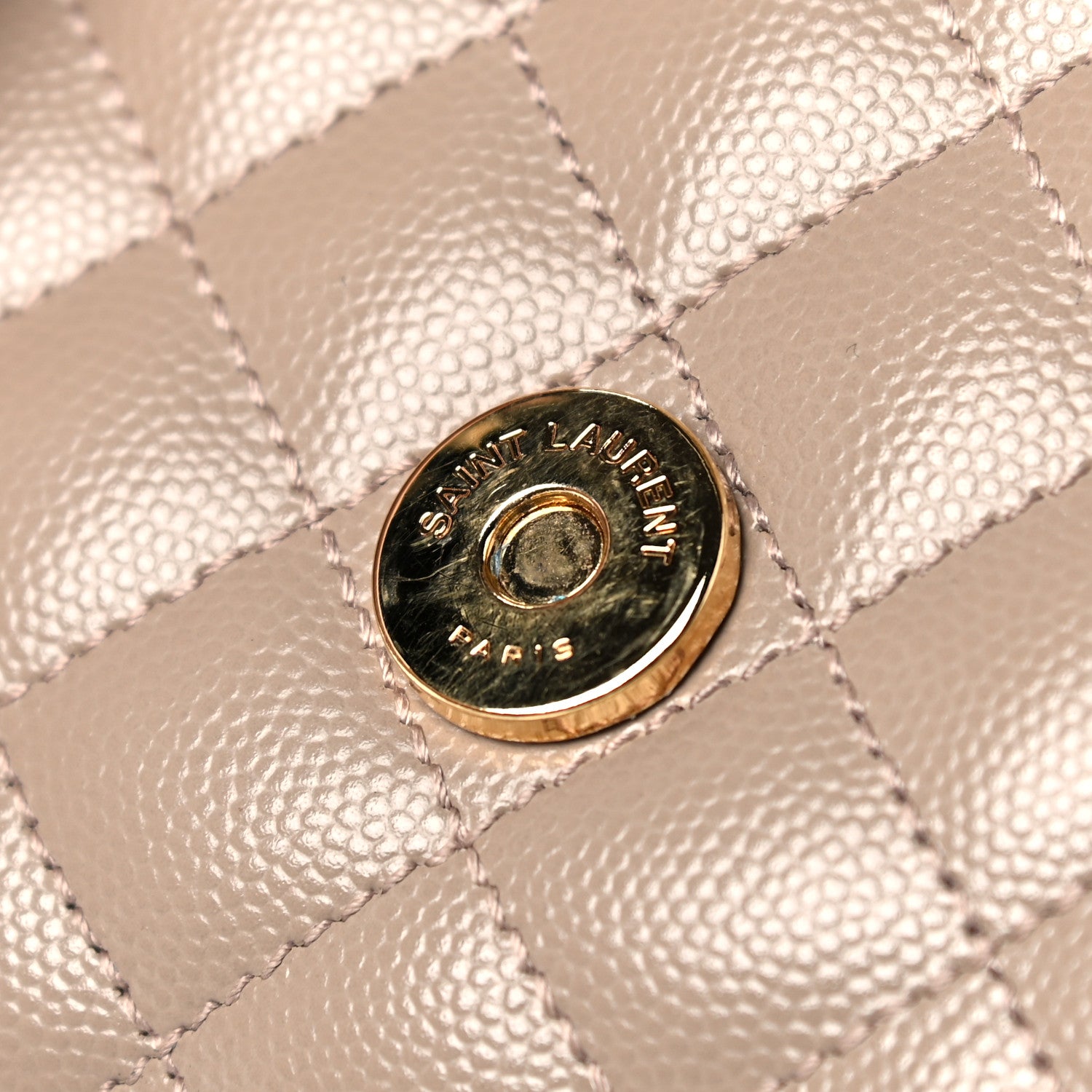 Saint Laurent Grain De Poudre Textured Mixed Matelasse Triquilt Small Monogram Satchel Dark Beige 11 of 11