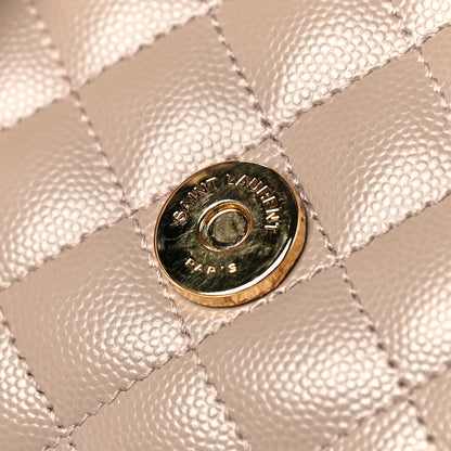 Saint Laurent Grain De Poudre Textured Mixed Matelasse Triquilt Small Monogram Satchel Dark Beige 11 of 11