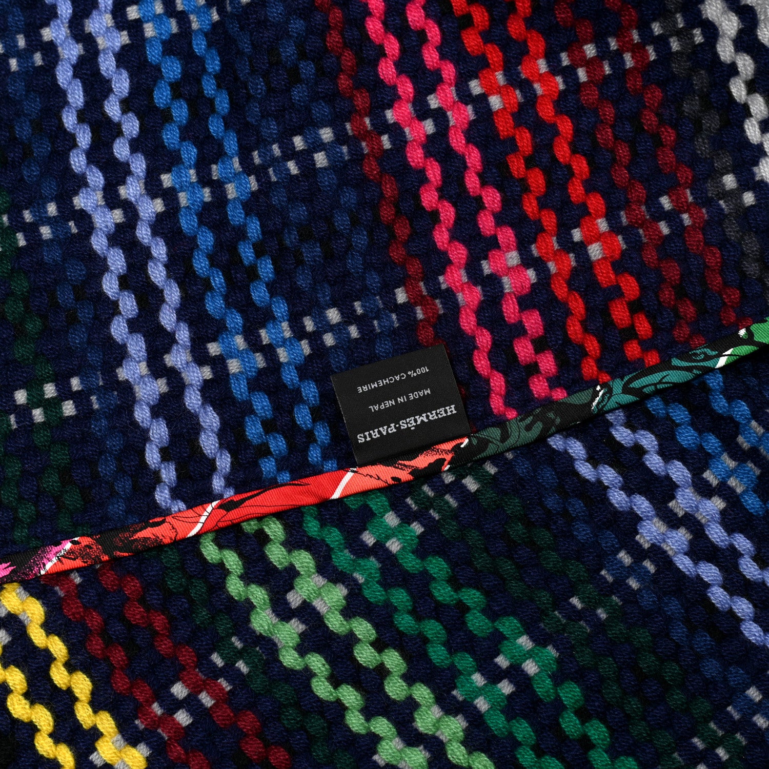 Hermes Cashmere Madras Pixel Stole 3 of 4