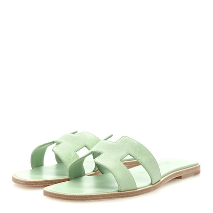 Hermes Epsom Oran Sandals 38 Vert Jade 2 of 9