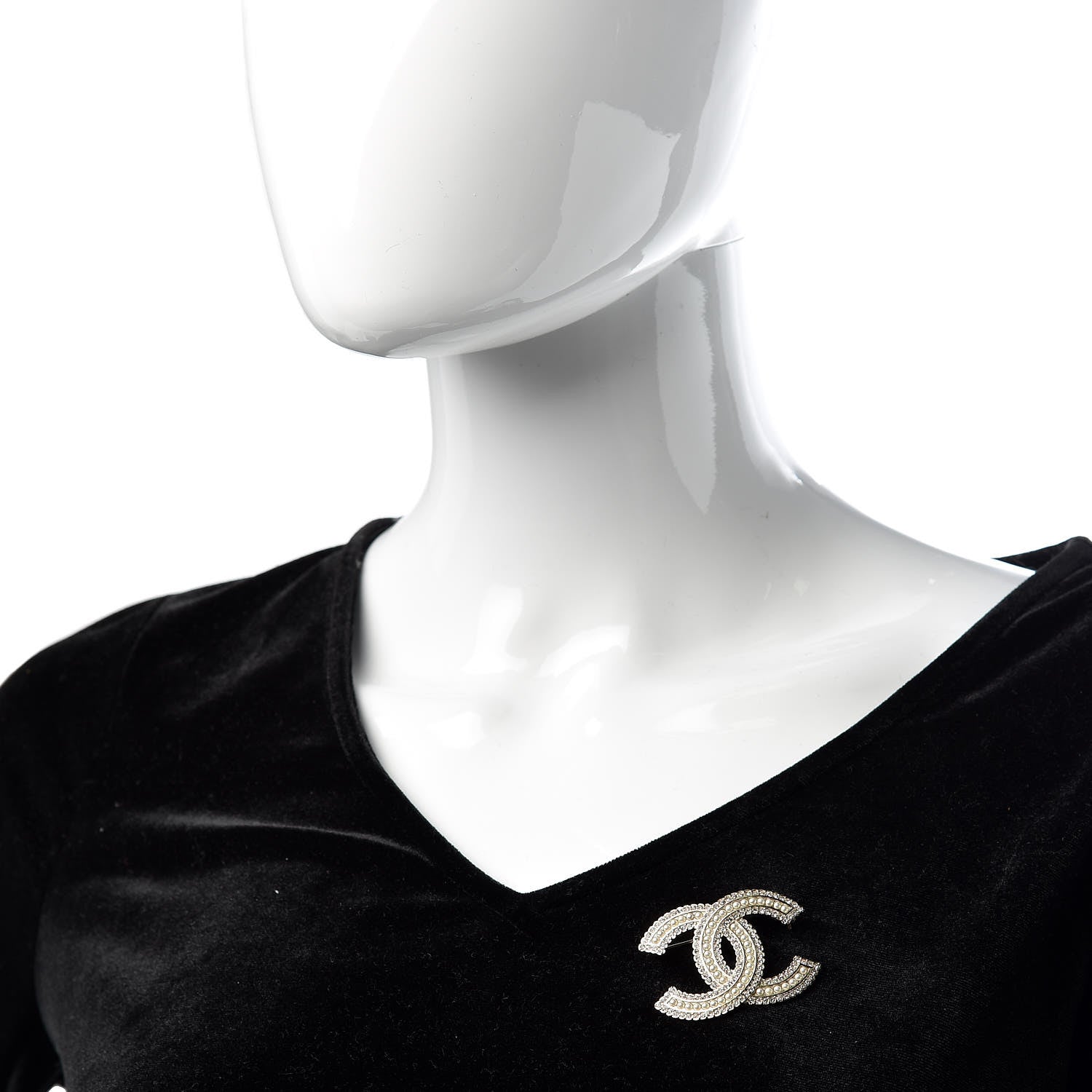 Chanel Pearl Crystal Lace Camellia CC Brooch Gold 2 of 5