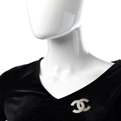 Chanel Pearl Crystal Lace Camellia CC Brooch Gold 2 of 5