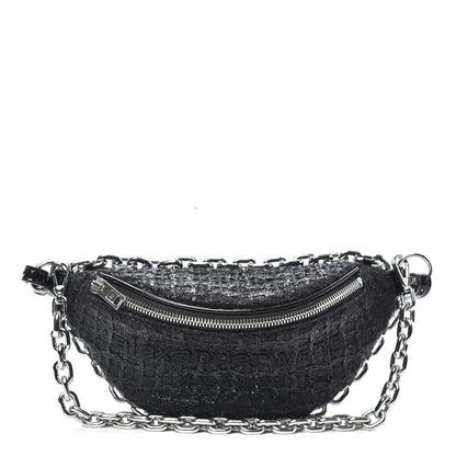 Alexander Wang Patent Tweed Chain Embellished Attica Belt Bag Black 1 of 9