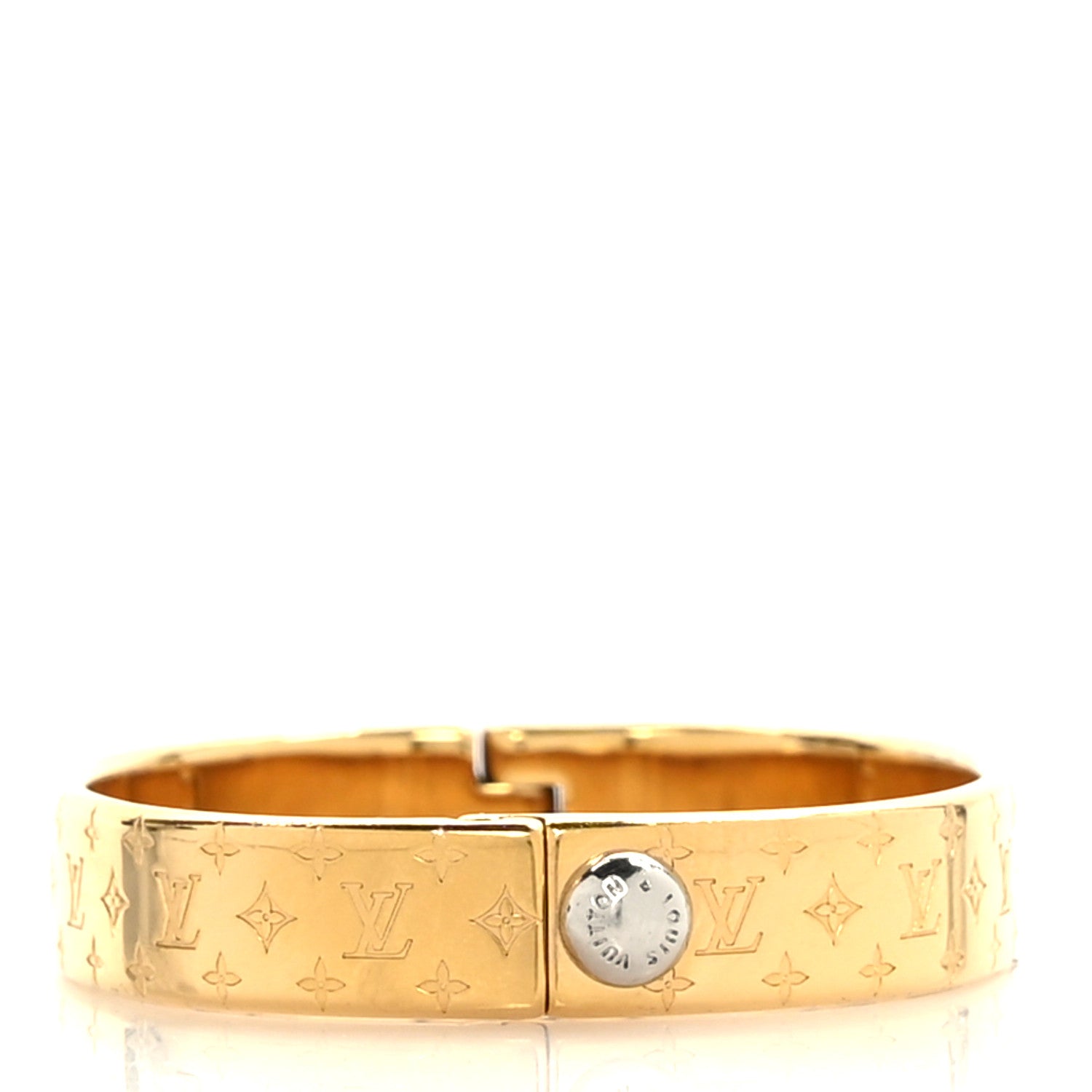 Louis Vuitton Brass Monogram Nanogram Cuff S Gold 1 of 5