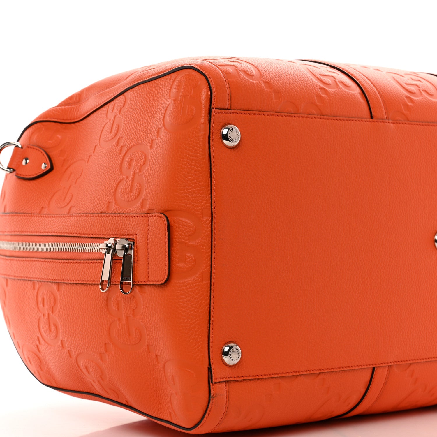 Gucci Piuma Calfskin Jumbo GG Embossed Large Duffle Bag Good Orange 6 of 8