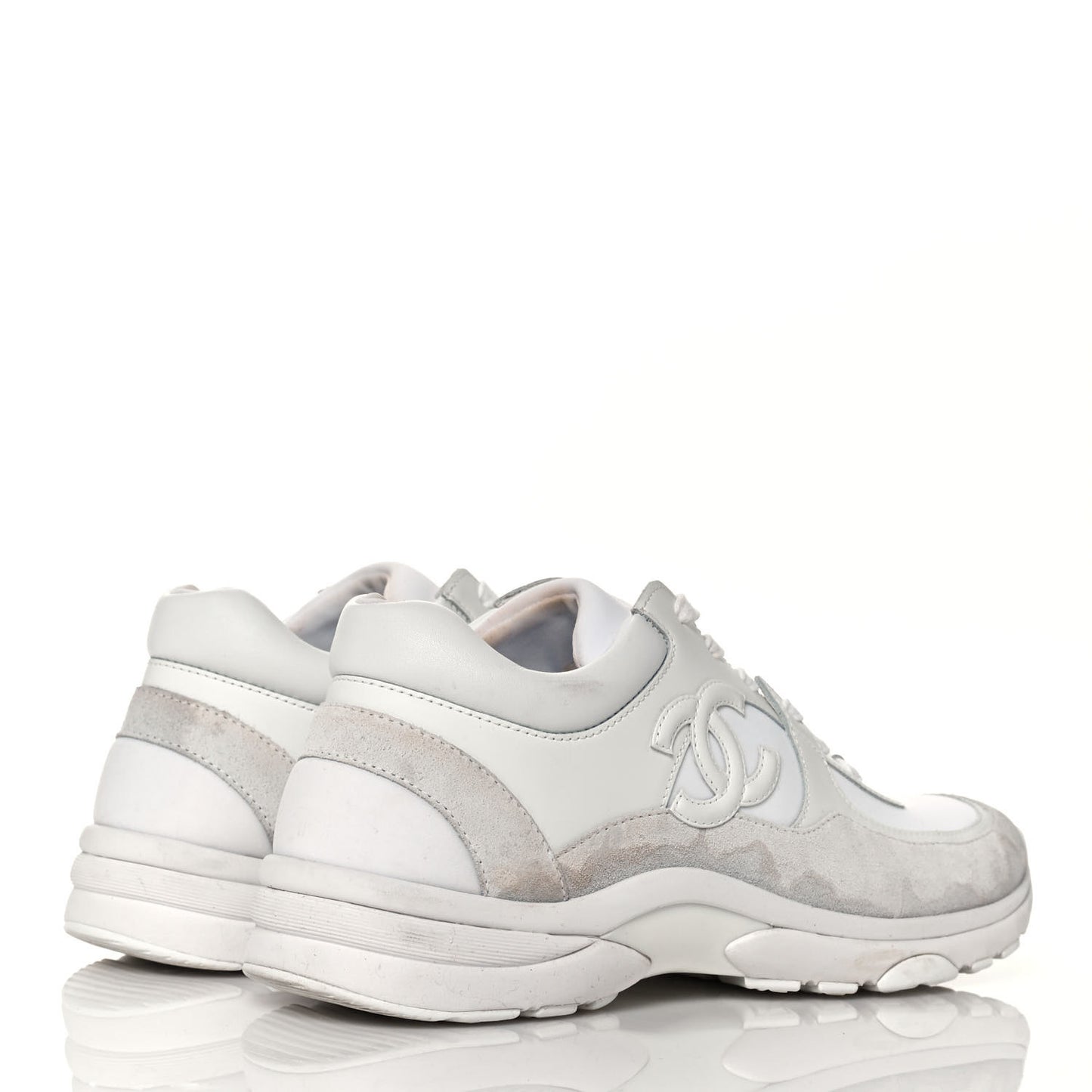 Suede Calfskin Fabric CC Sneakers 39.5 White
