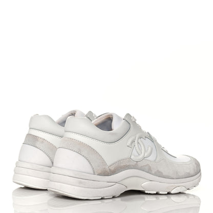 Chanel Suede Calfskin Fabric CC Sneakers 39.5 White 4 of 8