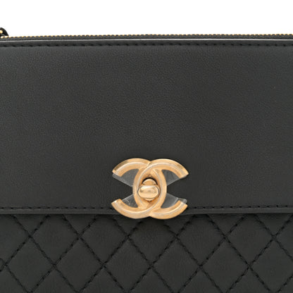 Chanel Calfskin Quilted Multi Pouching Flap And Coin Purse Black 7 of 9