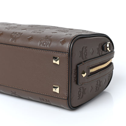 MCM Calfskin Ottomar Monogram Essential Boston Bag Chestnut 7 of 8