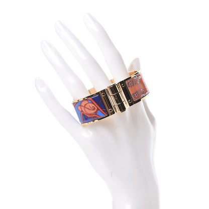 Hermes Enamel Printed Wide Coup De Fouet Au Bloc Hinged Bracelet M Rayon 2 of 7