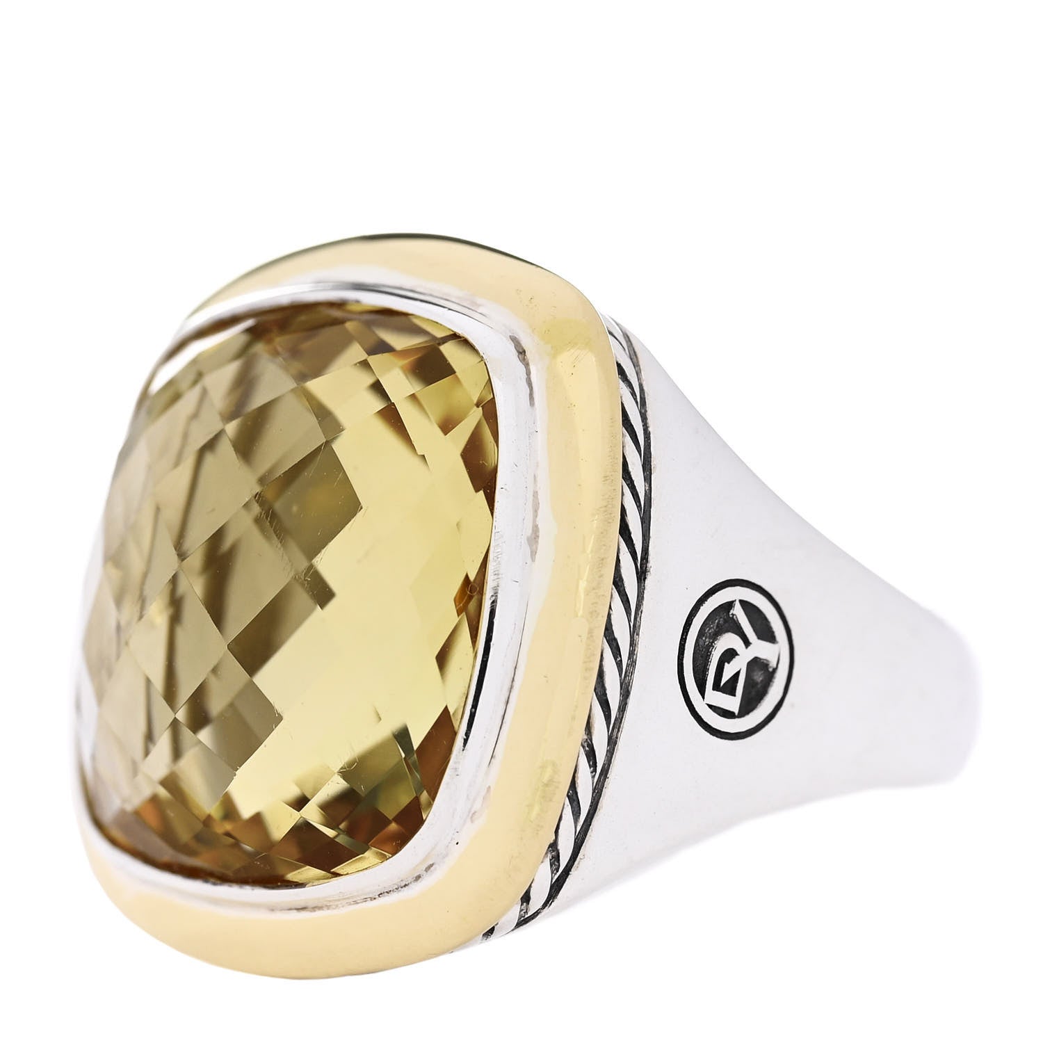 David Yurman Sterling Silver 18K Yellow Gold Champagne Citrine 18mm Albion Statement Ring 54 7 3 of 5