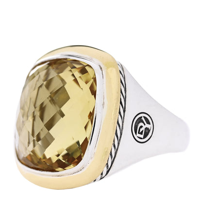 David Yurman Sterling Silver 18K Yellow Gold Champagne Citrine 18mm Albion Statement Ring 54 7 3 of 5