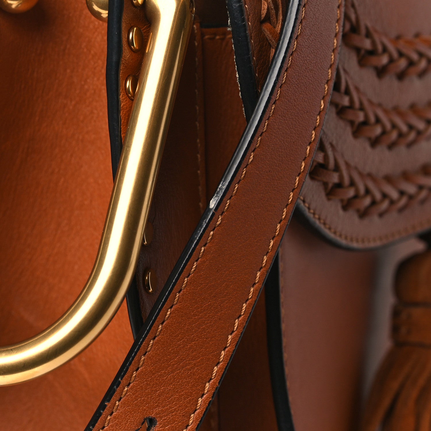 Chloe Calfskin Braided Small Hudson Shoulder Bag Caramel 10 of 11