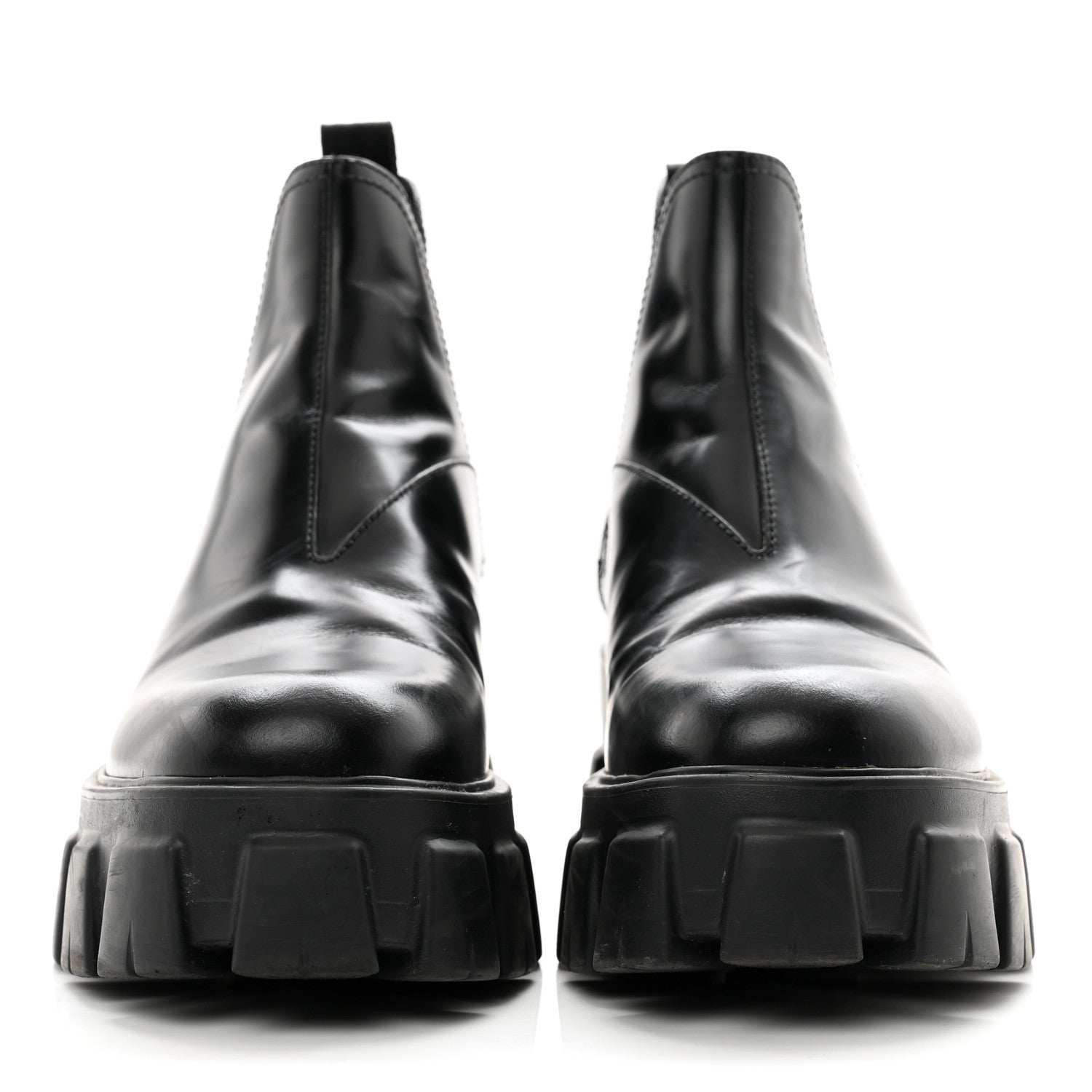 Prada Spazzolato Rois Womens Monolith Chelsea 55mm Ankle Boots 39 Black 2 of 12