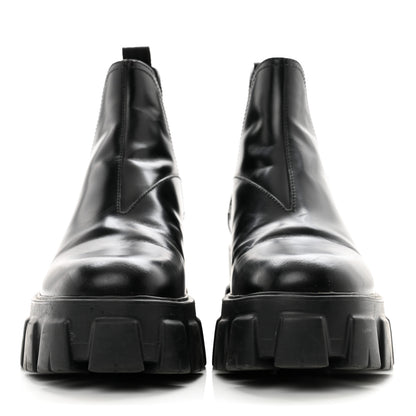 Prada Spazzolato Rois Womens Monolith Chelsea 55mm Ankle Boots 39 Black 2 of 12