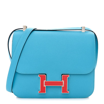 Hermes Epsom Enamel Constance 24 Bleu du Nord Rouge 1 of 10