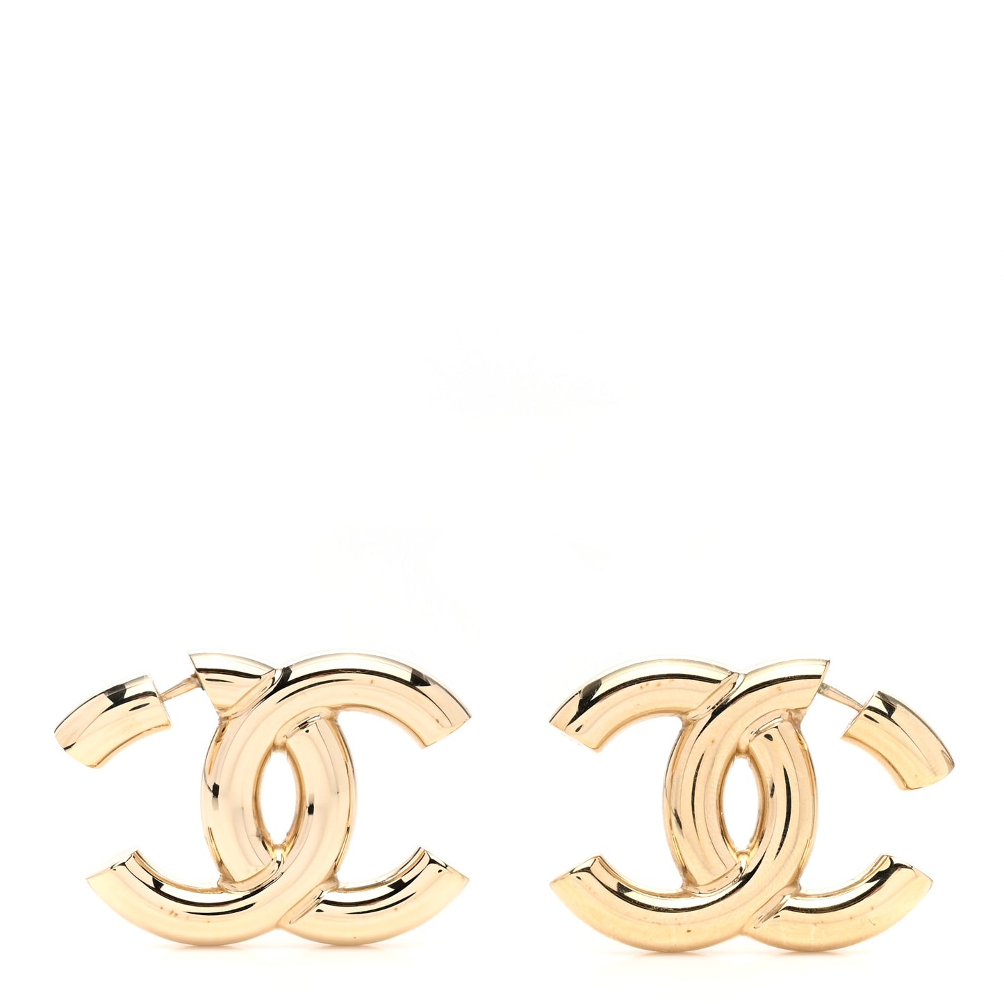 Metal Large CC Earrings Light Gold