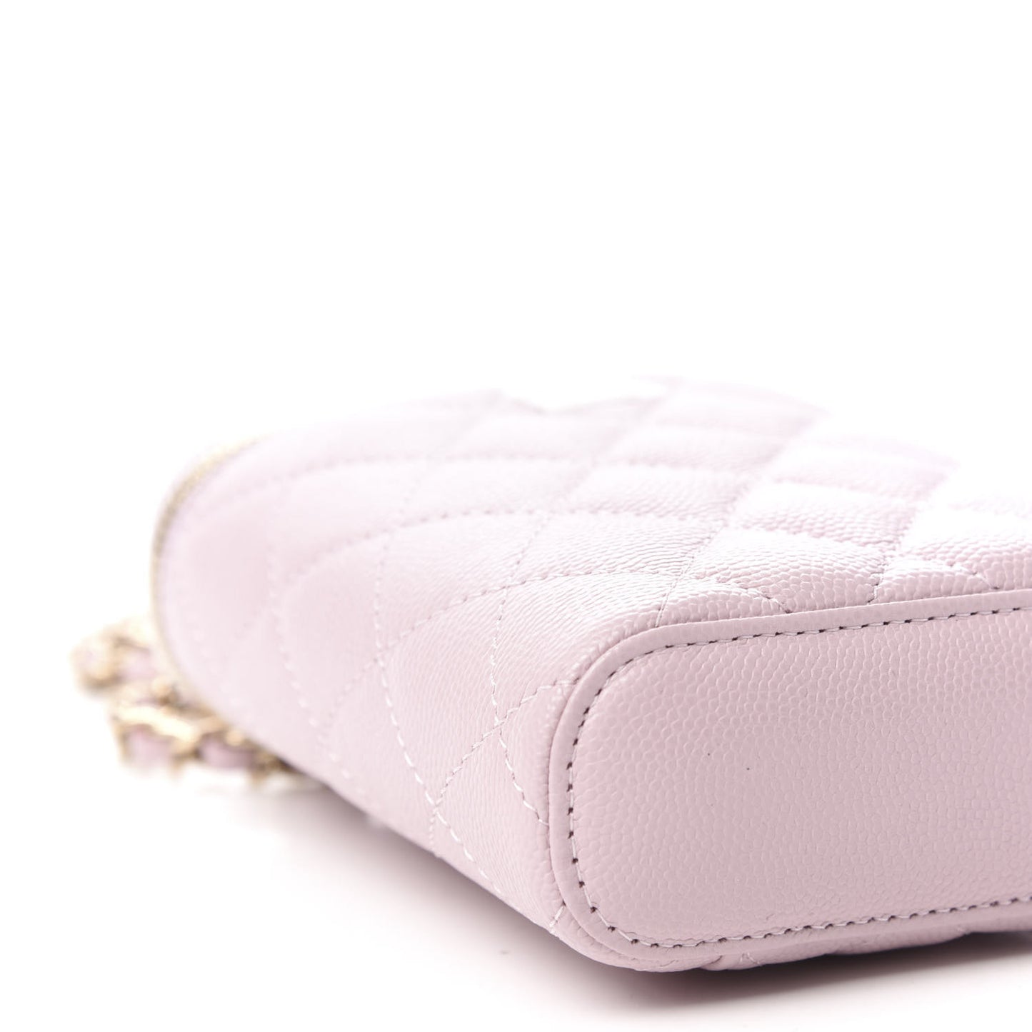 Caviar Quilted Small Vertical Coco Beauty Vanity Case With Chain Light Pink