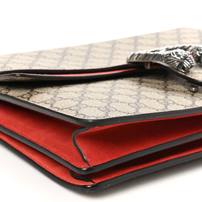 Gucci GG Supreme Monogram Suede Cudu Medium Dionysus Shoulder Bag Beige Ebony Vulcanic Red 9 of 11