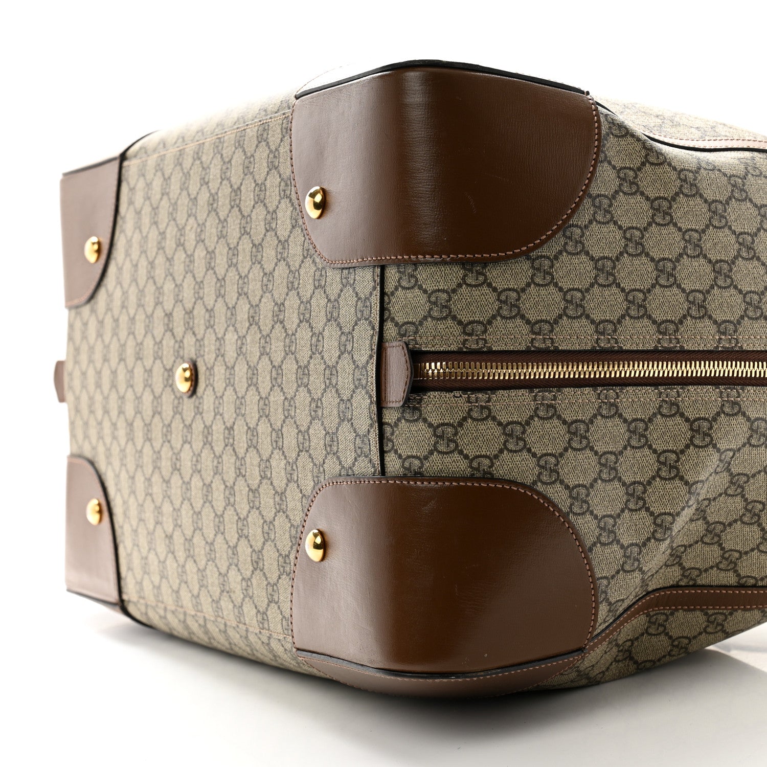 Gucci GG Supreme Monogram Azalea Calfskin Retro Interlocking G Large Duffle Bag Beige Ebony Brown Sugar 9 of 15