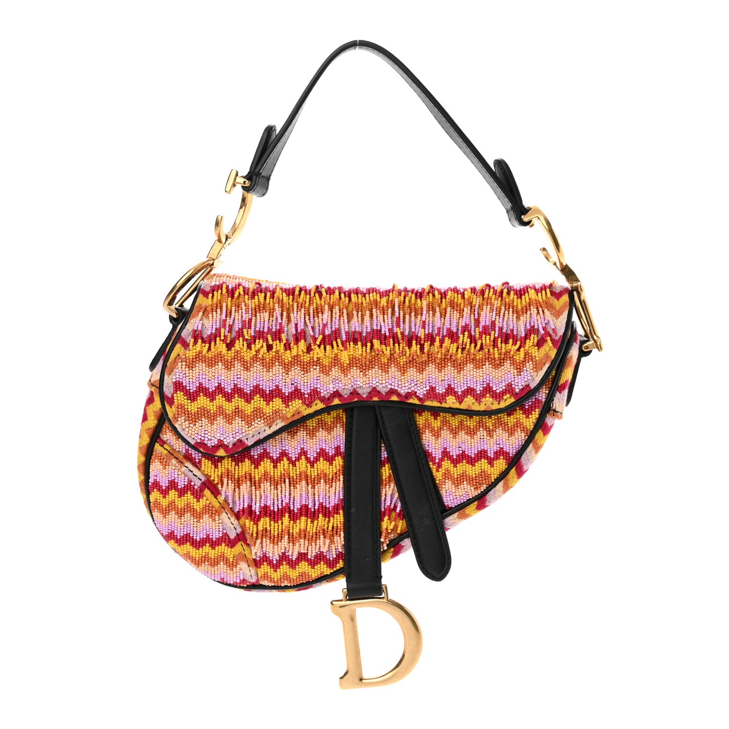 Embroidered Fringe Beaded Mini Saddle Bag Multicolor