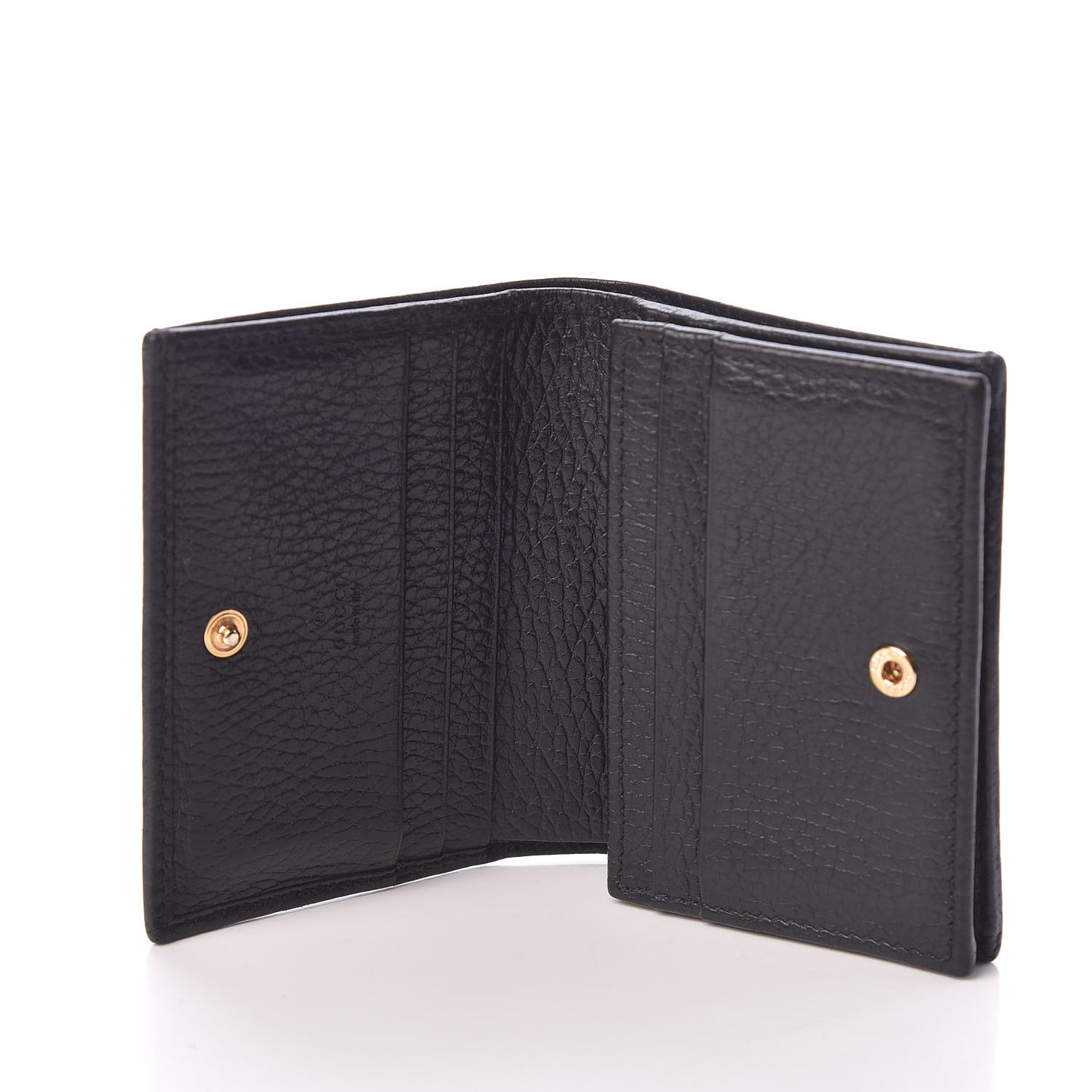Pebbled Calfskin GG Marmont Card Case Black