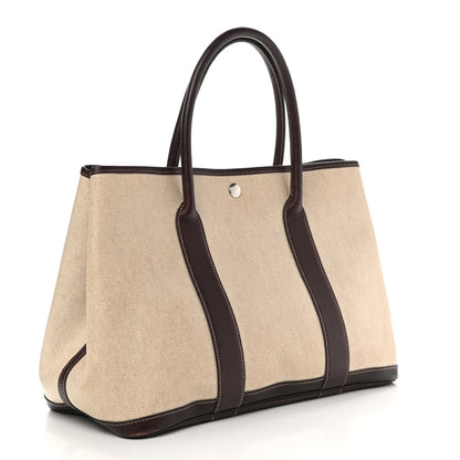 Hermes Buffle Skipper Toile Garden Party 36 MM Tote Marron Fonce 3 of 14