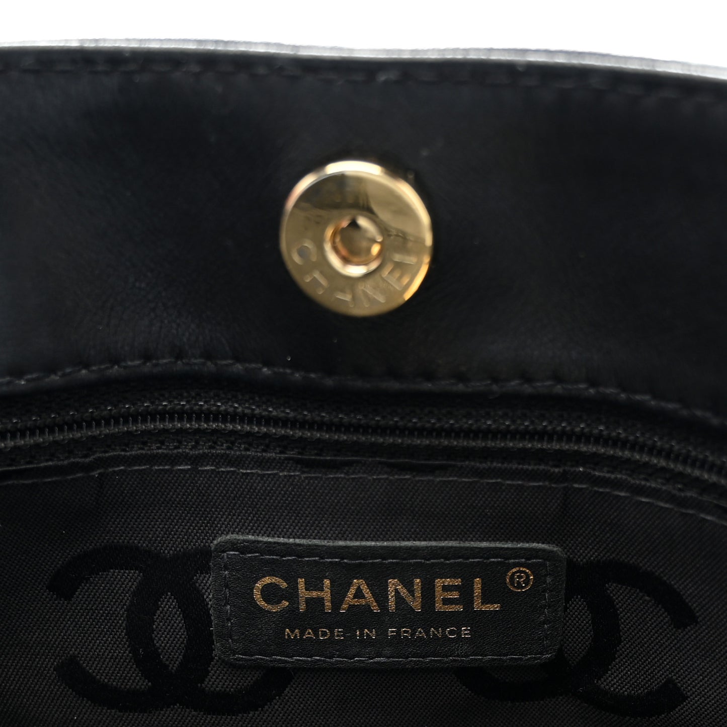 Lambskin Cross Stitch Shopper Tote Black