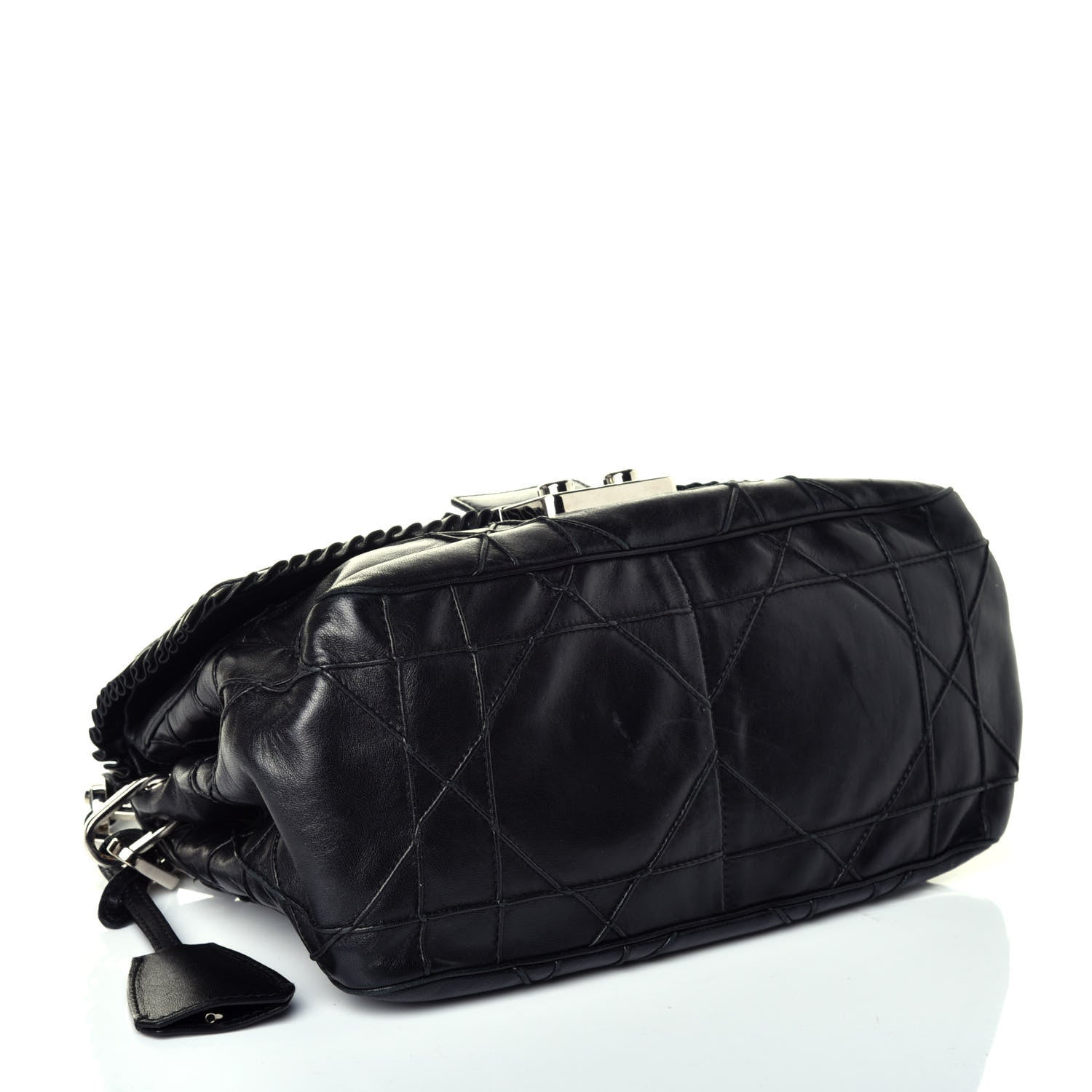 Christian Dior Lambskin Cannage Ruffle New Lock Flap Black 4 of 10
