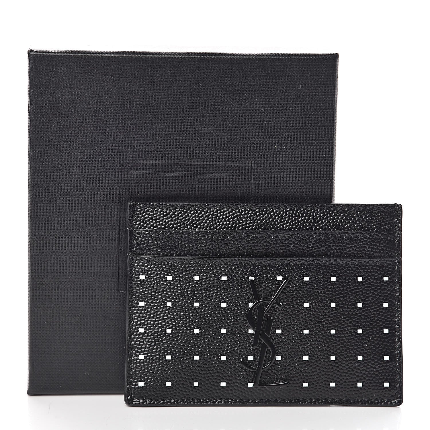 Saint Laurent Grain De Poudre Geo Print Monogram Credit Card Case Black White 8 of 8