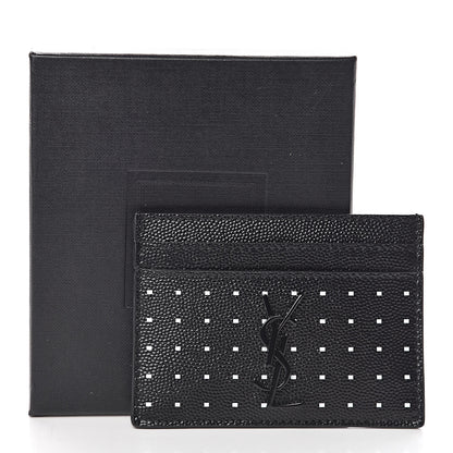 Saint Laurent Grain De Poudre Geo Print Monogram Credit Card Case Black White 8 of 8