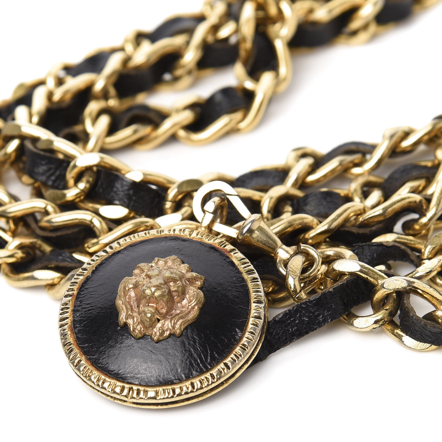 Lambskin CC Chain Belt Black Gold