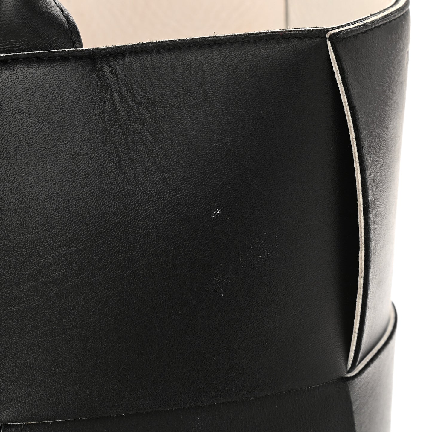 Nappa Maxi Intrecciato Small Arco Tote Black White