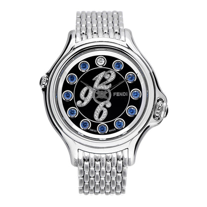 Fendi Stainless Steel Diamond Pave Topaz 33mm Crazy Carats Quartz Watch Black 1 of 10