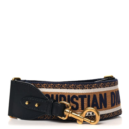 Christian Dior Canvas Embroidered Shoulder Strap Chocolate Multicolor 1 of 4