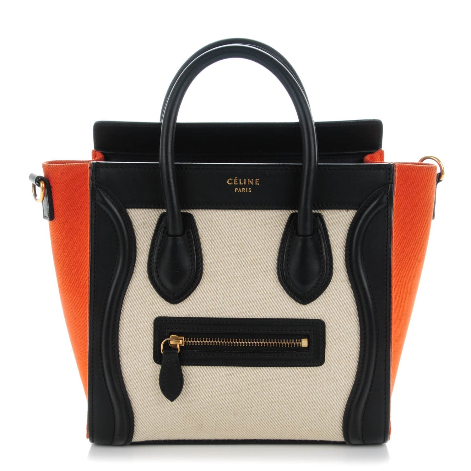 Celine Canvas Smooth Calfskin Nano Tri-Color Luggage Natural 1 of 6