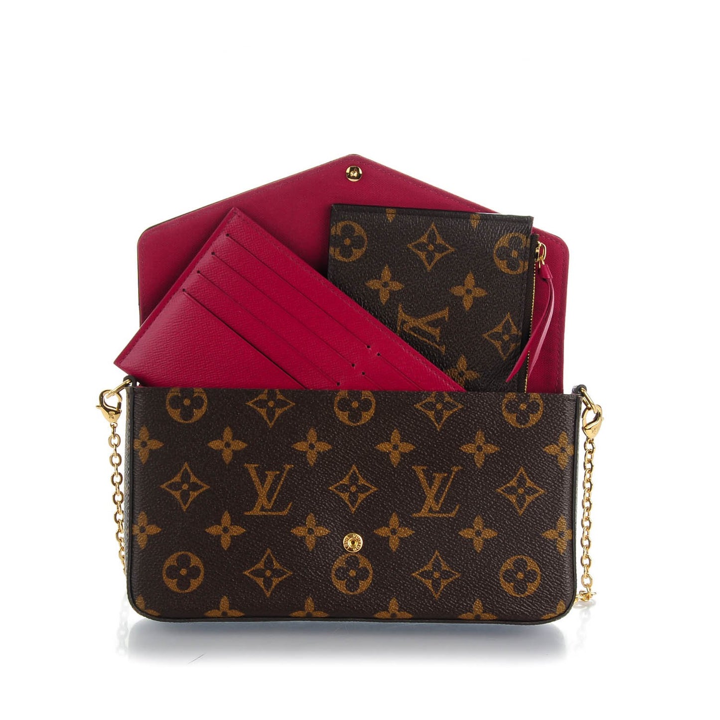 Monogram Pochette Felicie Chain Wallet Fuchsia