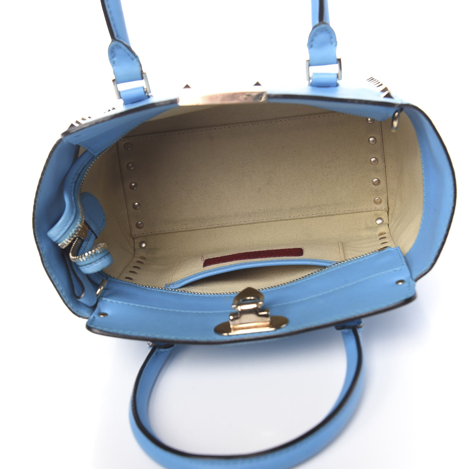 Valentino Garavani Vitello Mini Rockstud Double Handle Tote Parrot 5 of 15