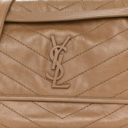 Saint Laurent Crinkled Calfskin Matelasse Monogram Medium Niki Chain Satchel Natural Tan 7 of 9