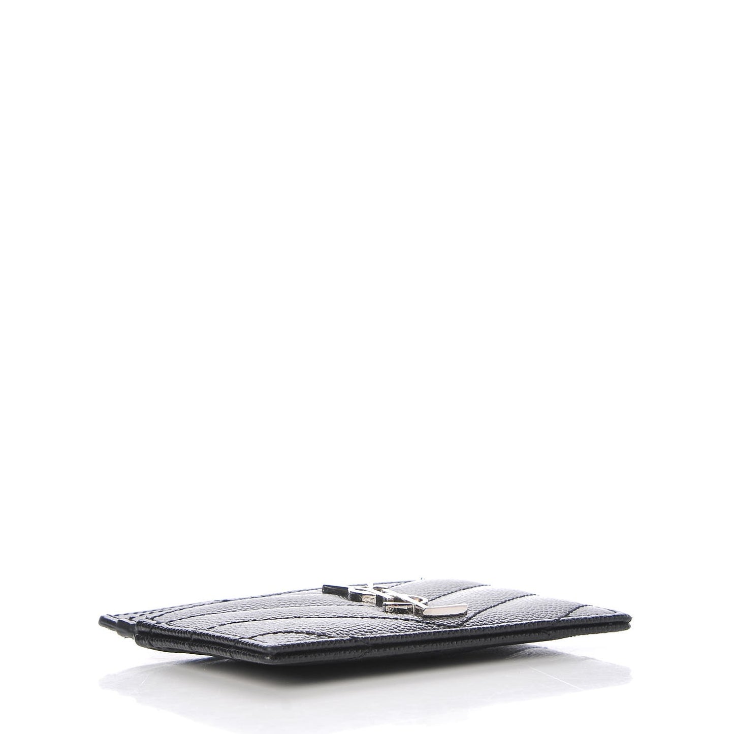 Grain De Poudre Matelasse Chevron Monogram Credit Card Case Black