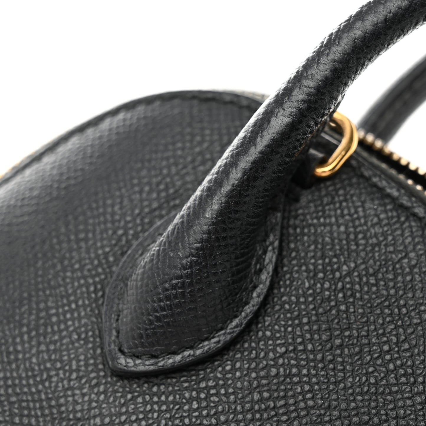 Signature Grained Calfskin XXS Ville Top Handle Bag Black White