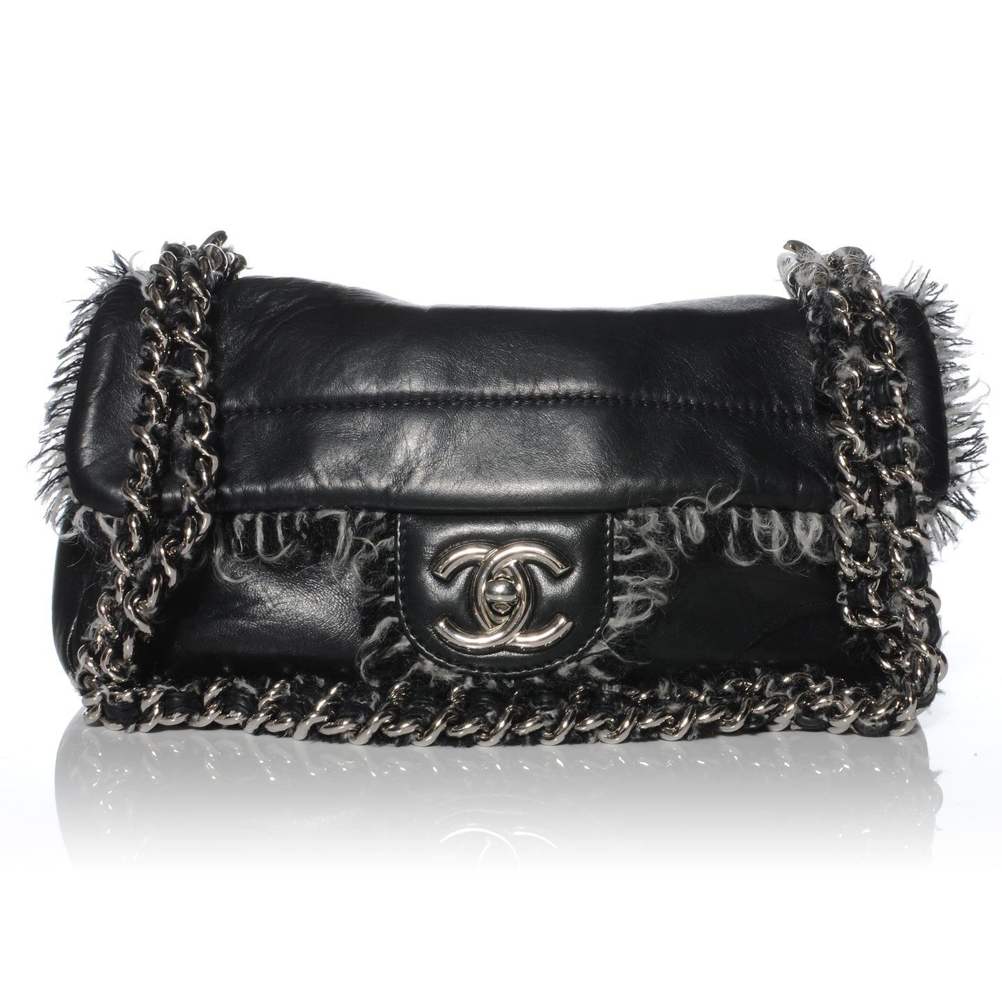 Lambskin Tweedy Flap Black