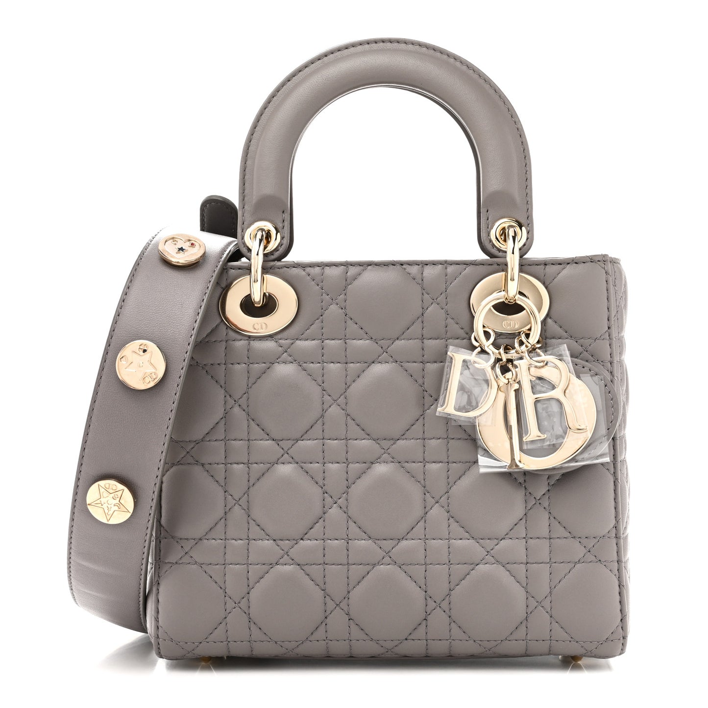 Lambskin Cannage Small Lucky Badges My Lady Dior Grey