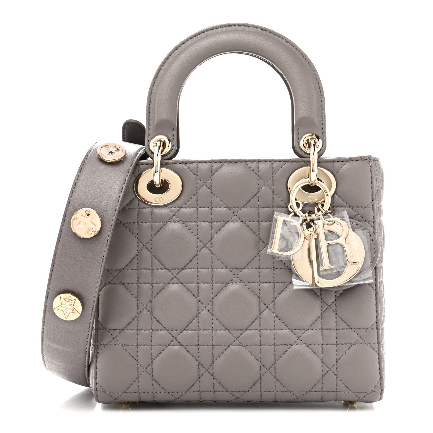 Christian Dior Lambskin Cannage Small Lucky Badges My Lady Dior Grey 1 of 10