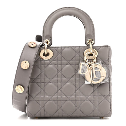 Christian Dior Lambskin Cannage Small Lucky Badges My Lady Dior Grey 1 of 10